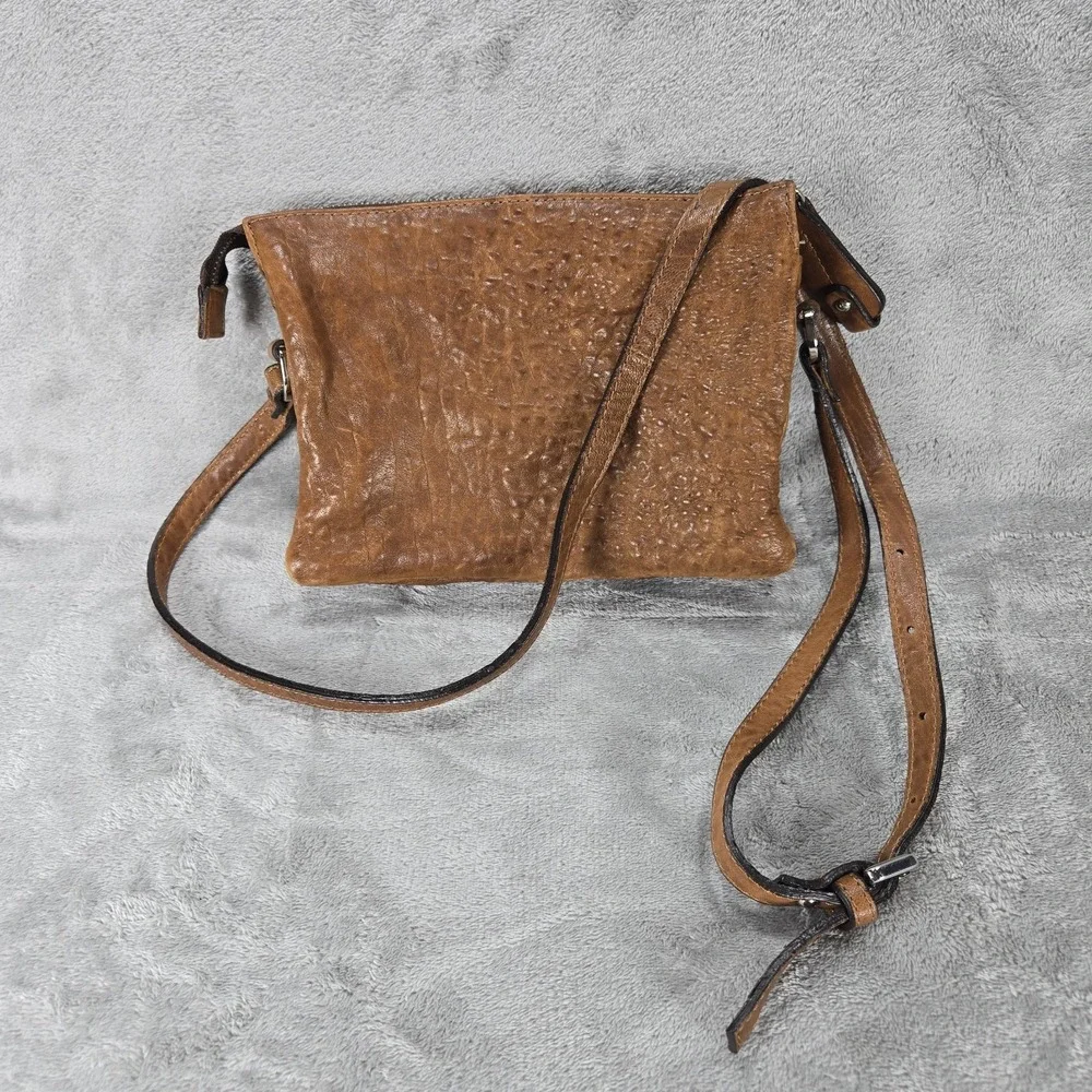 Maxon Collection Italian‎ Leather Woven Crossbody Bag Boho Brown Pockets Vintage